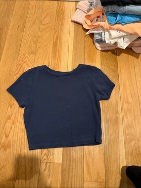 Blue Garage ribbed cropped tee